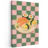 Sushi - Bord - Geblokt - Groen Tuinposter op houten frame 2 cm dik middel -3d