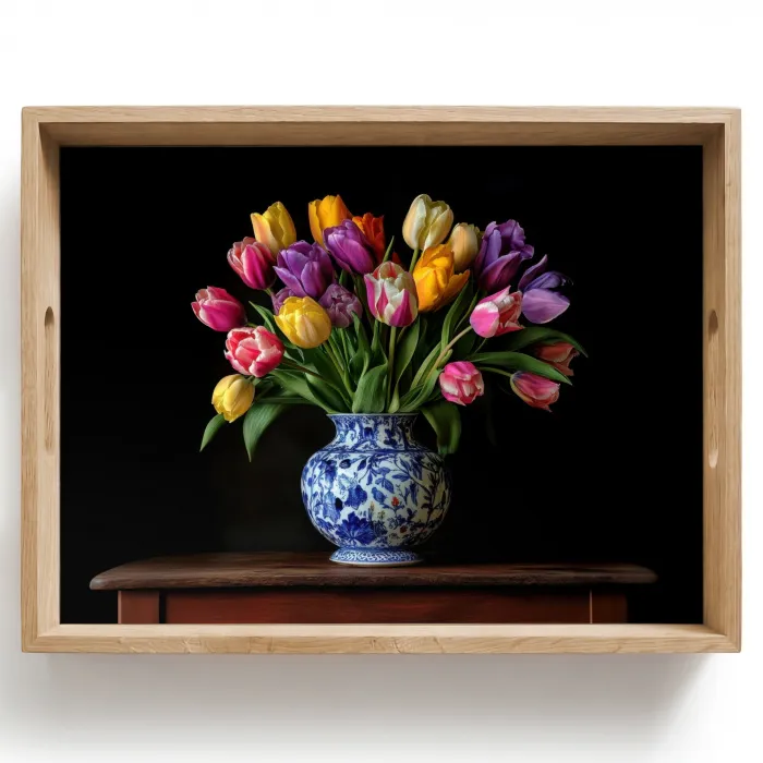 Tulpen - Kleuren - Hout - Vaas Dienblad Rechthoek middel -z3d_shopping