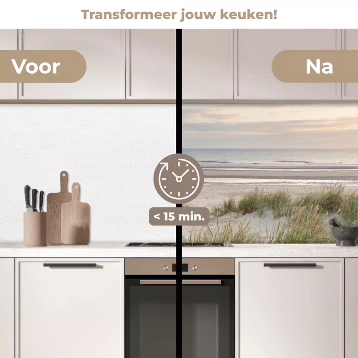 Keuken achterwand - Zandstrand - Bewolkt - Duinen


