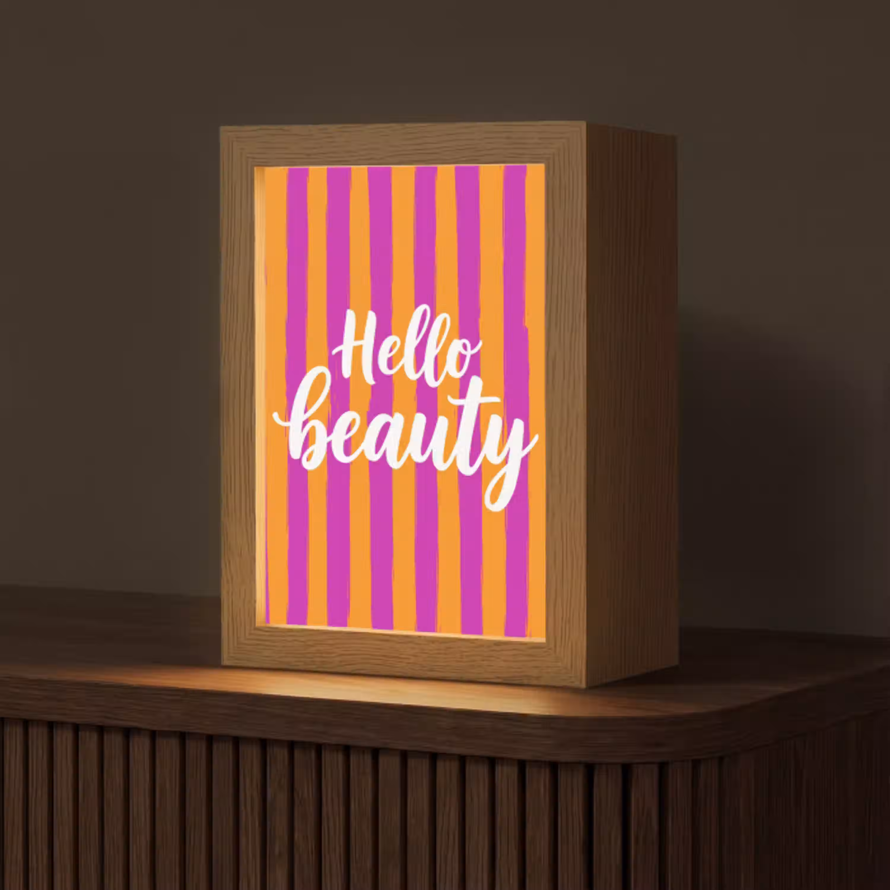 Modern - Hello - Oranje Light Box met kabel (Tafellamp) klein -z3d_website