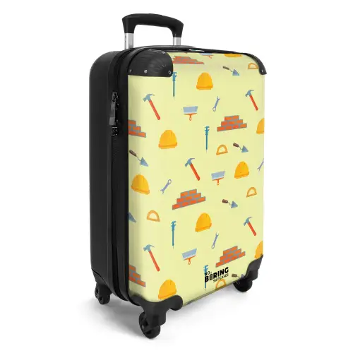 Bouwgereedschap patroon op lichtgele achtergrond NBS - Handbagage koffer - Kinderen Unisex middel -productfoto_3d