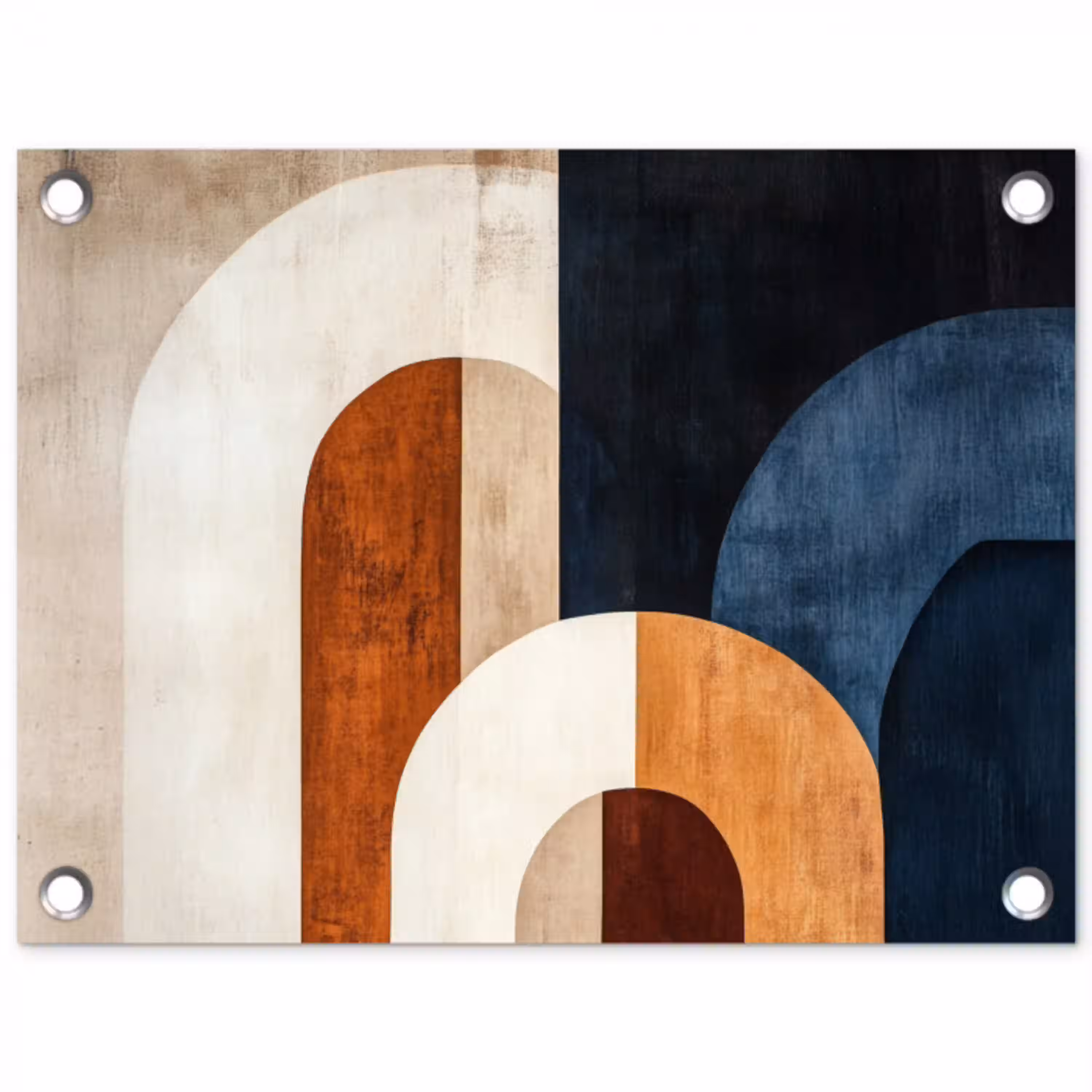 Abstract - Vormen - Donkerblauw tuinposter los doek klein -3d