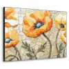 Klaprozen - Oranje - Mozaïek - Bladeren Textielframe zwart klein -3d