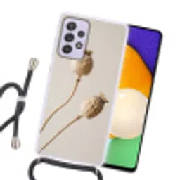 Papaverbollen - Droogbloemen - Minimalistisch - Beige - Rustig Hoesje Samsung Galaxy A52 5G met koord klein -sfeer1