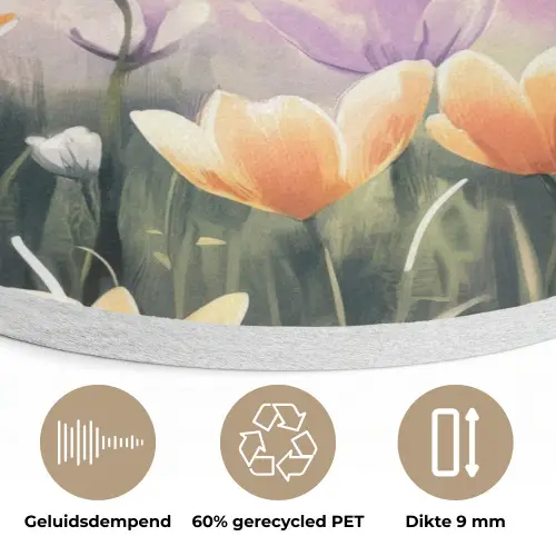 Viooltjes - bij - Zonlicht Akoestische PET Vilt - Rond klein -closeup_NL