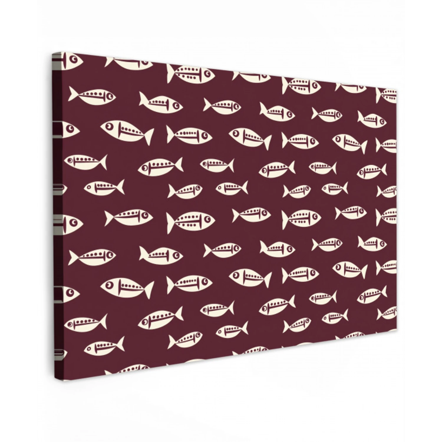 Vissen - Grafisch - Patroon - Donker Tuinposter op houten frame 2 cm dik klein 845 -3d