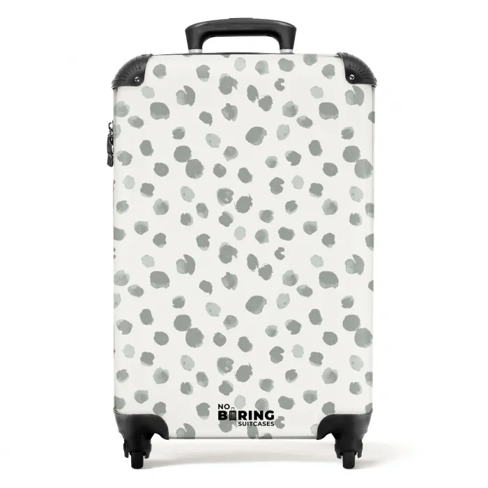 Grijze verfspatten op een gebroken wit NBS - Handbagage koffer - Volwassenen Unisex middel -productfoto_recht