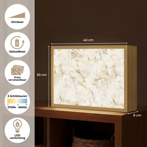 Goud - Licht - Nerf - Marmer Light Box met batterij (Wandlamp) middel 907 -USP_websiteoverzichtNL