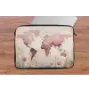 Wereldkaart - Roze - Bloemen laptophoes neopreen klein -tafel