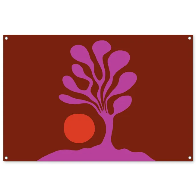 Tuinposter - Boom - Paars - Cirkel - Vloeiend