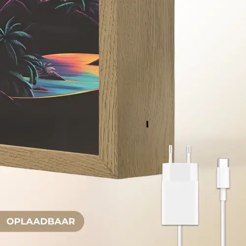 Palmbomen - Neonbergen - Sterrenhemel - Zon Light Box met batterij (Wandlamp) middel -USP_websiteoplaadbaarNL