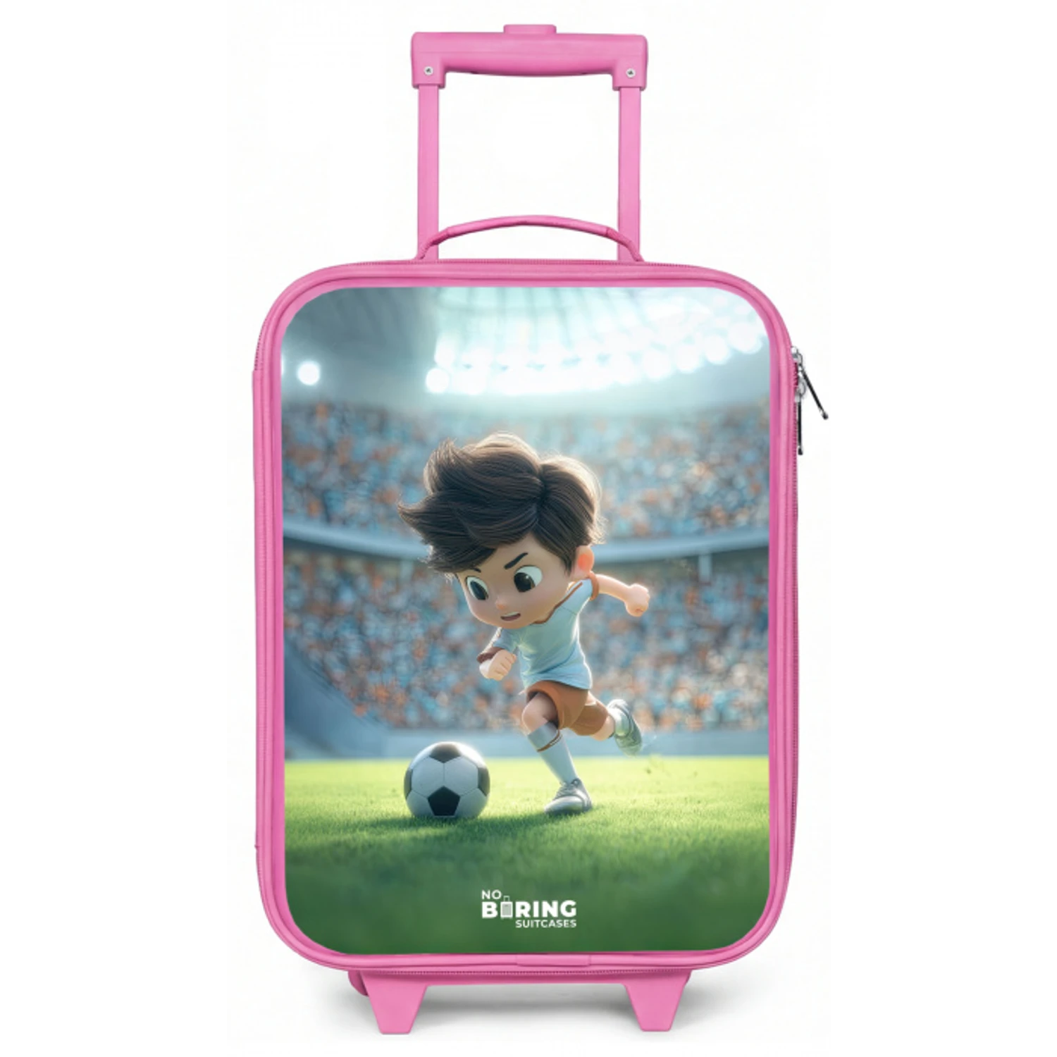 Jongen - Voetbal - Stadion - Zonlicht Kinderkoffer - Roze klein -zz3dotto