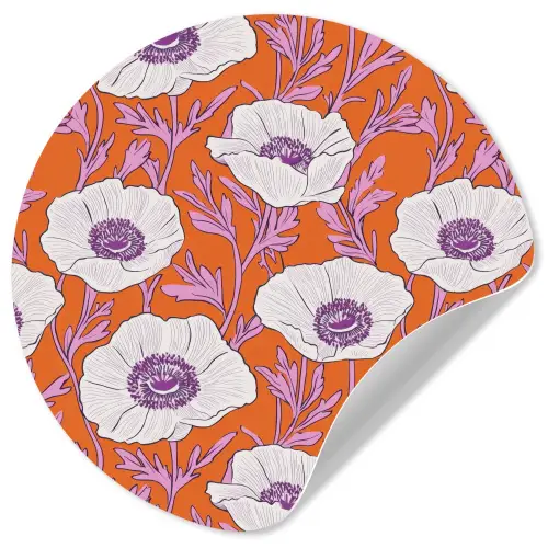 Bloemen - Grafisch - Oranje Wandcirkel behangsticker klein 186 -3d
