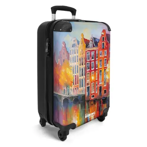 Grachtenpanden - Kunst - Schilderij - Amsterdam NBS - Handbagage koffer - Unisex middel -productfoto_3d