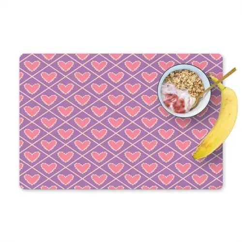 Ruit - Patroon - Paars - Hartjes Placemat vinyl groot 368 -zzzproduct_Kitchenyeah-website