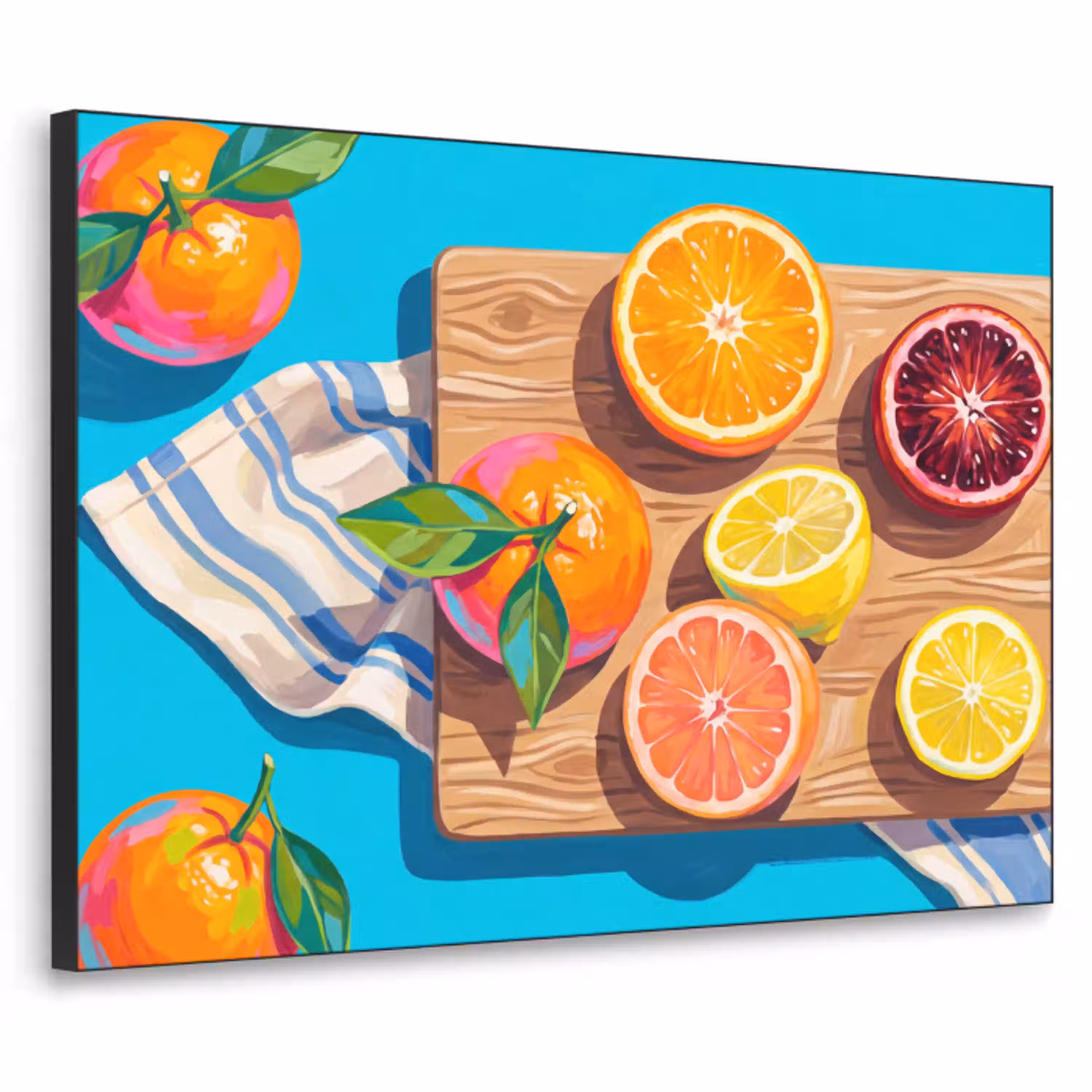 Fruit - Snijplank - Blauw Textielframe zwart klein -3d