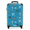 Luchtvaartthema met vliegtuigen op blauwe achtergrond NBS - Handbagage koffer - Kinderen Unisex middel -productfoto_recht