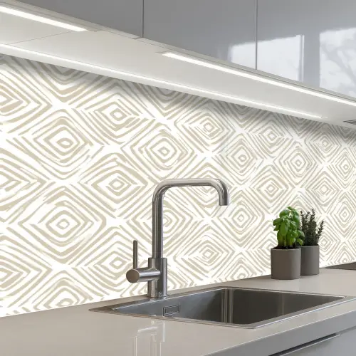 Abstract - Ruit - Beige keuken achterwand 2 middel 871 -3d_schuin