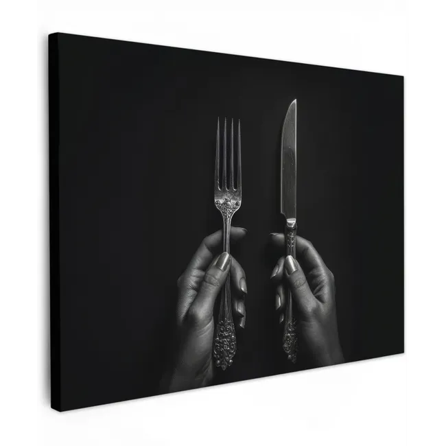 Canvas Print - Cutlery - Black - White