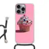 Cupcake - Kleurrijk - Edelstenen Hoesje iPhone 16 Pro Max met koord klein -3d