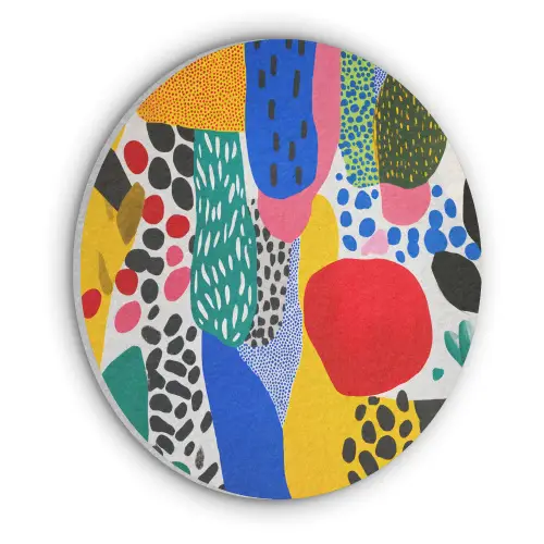 Stippen - Vormen - Modern - Kleuren Akoestische PET Vilt - Rond klein -3d