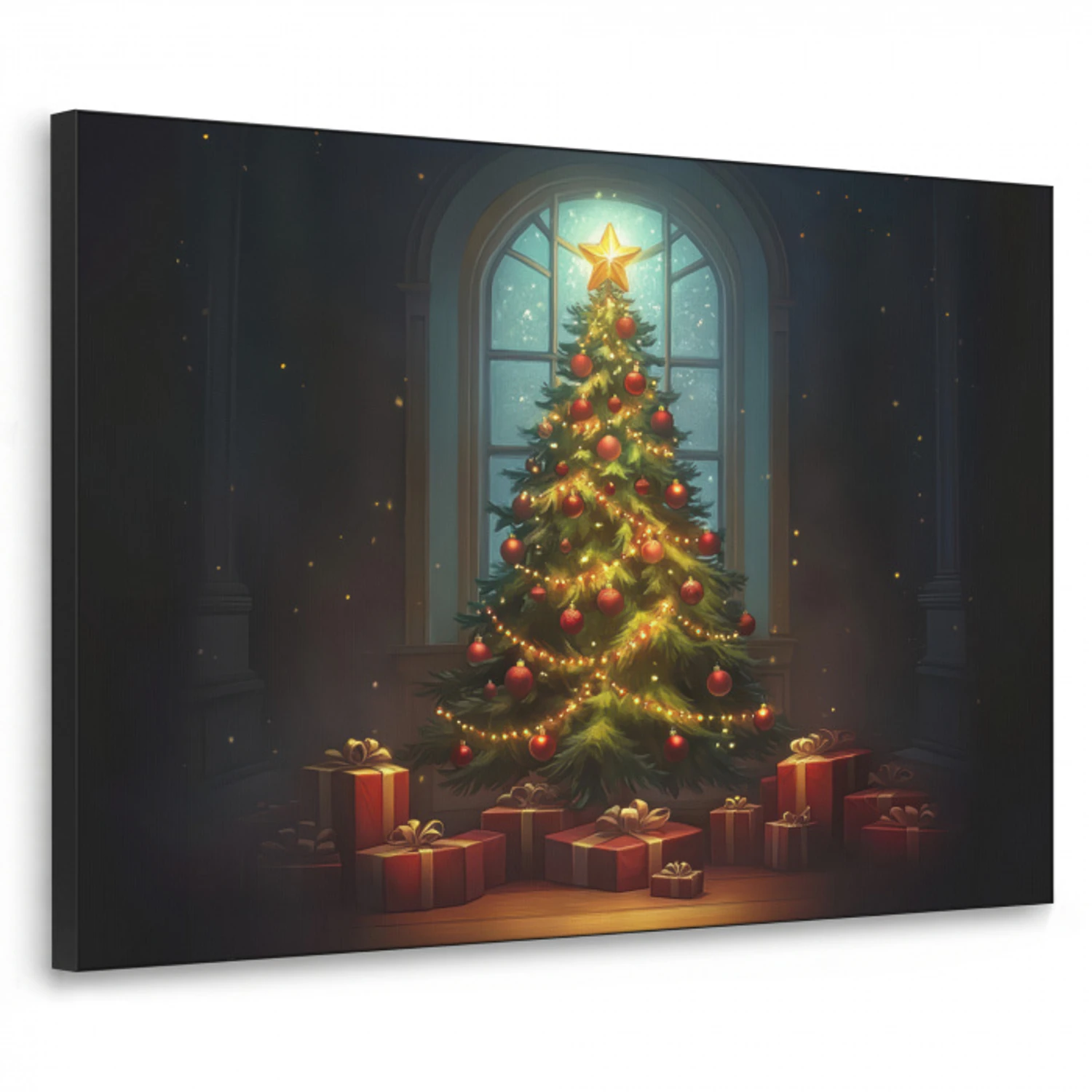 Kerstboom - Cadeau - Kerst - Winter Textielframe zwart klein -3d