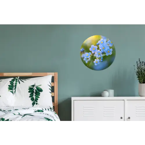 Bloemetjes - Blauw - Vergeet mij nietjes Wandcirkel aluminium klein -slaapkamer