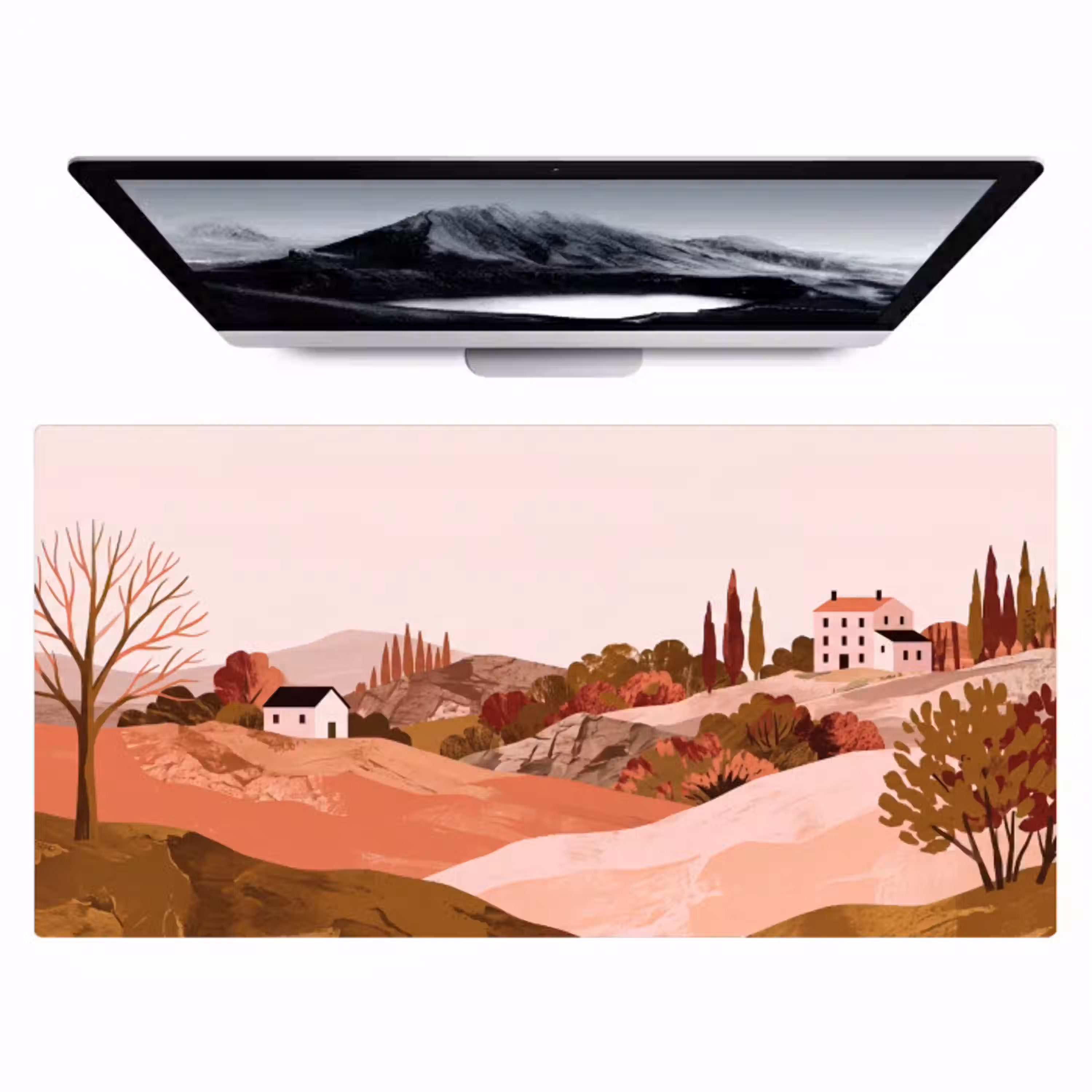 Heuvellandschap - Grafisch - Terracotta Muismat XXL klein -zzz3d