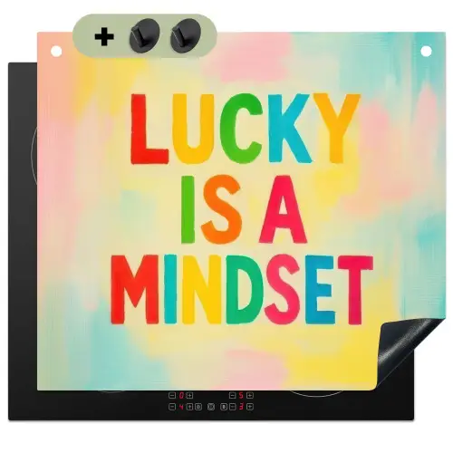 Quote - Lucky - Regenboogkleuren Inductie beschemer met haakjes middel -3d