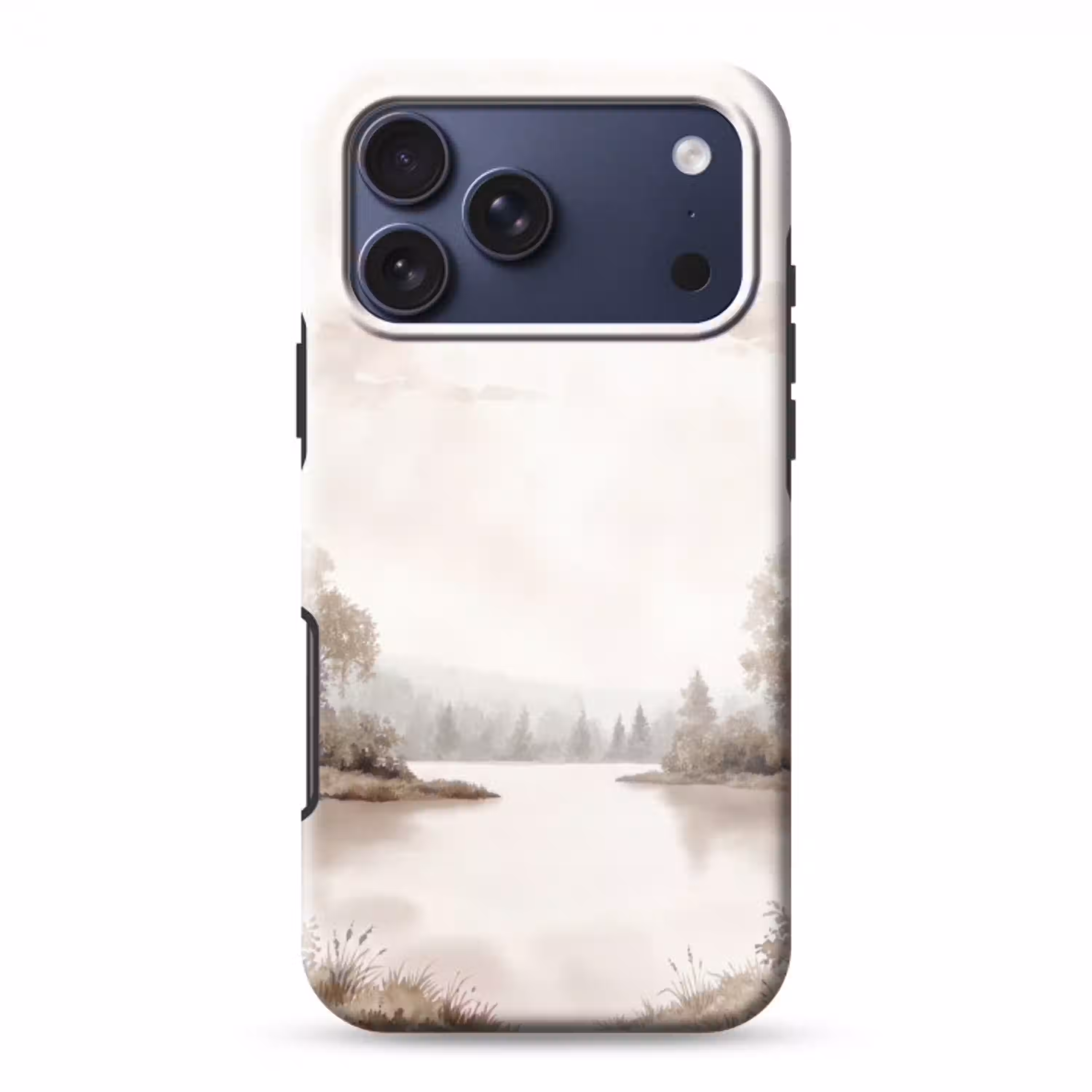 Rivierlandschap - Minimalistisch - Aardetinten Toughcase MagSafe Apple iPhone 17 Pro Max klein -3d