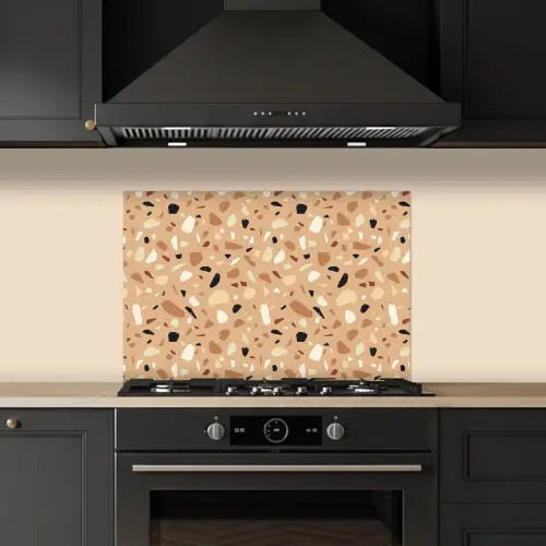 Terrazzo - Patroon - Kleurrijk - Oranje keuken achterwand spatscherm klein 900 -sfeer1