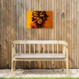 Vrouw - Citroenen - Bloesem - Geel Tuinposter op houten frame 2 cm dik klein -sfeer4
