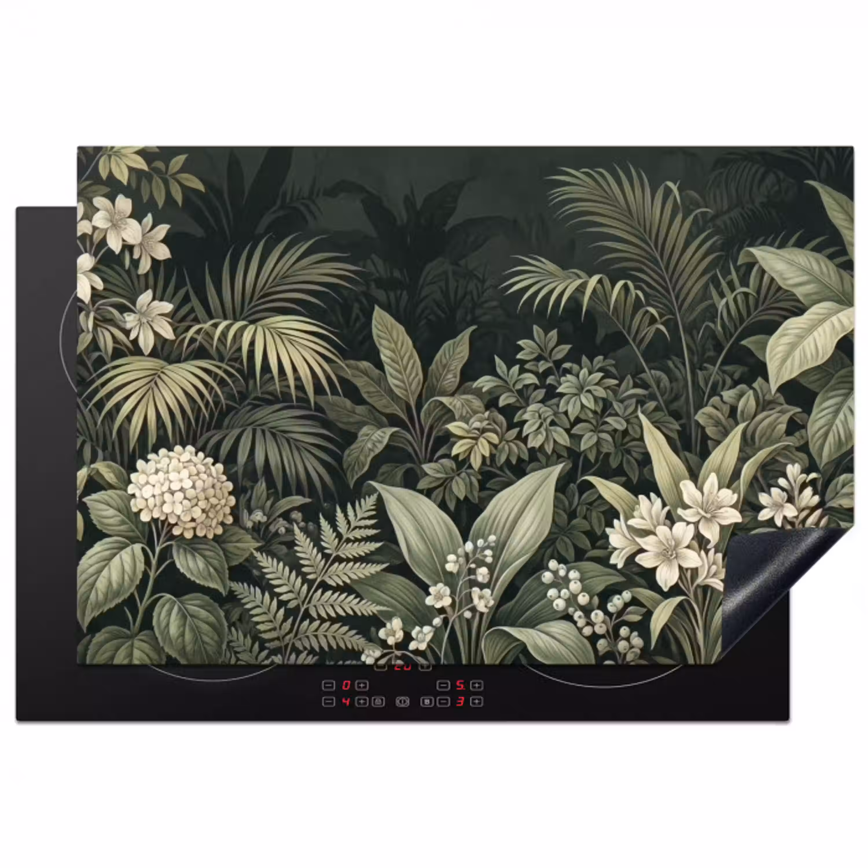 Jungle - Bladeren - Botanisch - Groen Inductie beschermer vinyl 3mm klein -3d