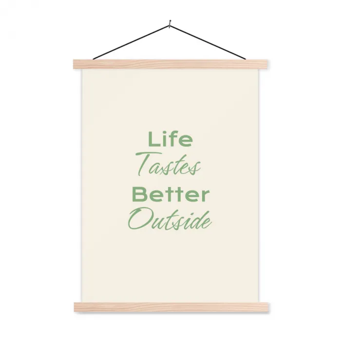 Tekst - Sierlijk - Letters - Groen textielposter latten blank klein -3d