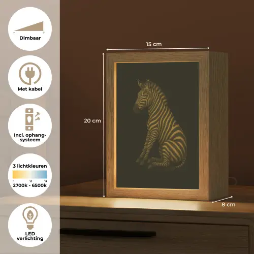 Zebra - Strepen - Goud Light Box met kabel (Tafellamp) klein -USP_NL