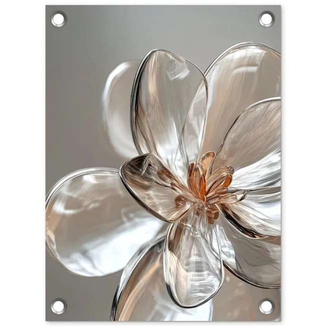 Bloem - Glazen - Doorzichtig tuinposter los doek klein -3d