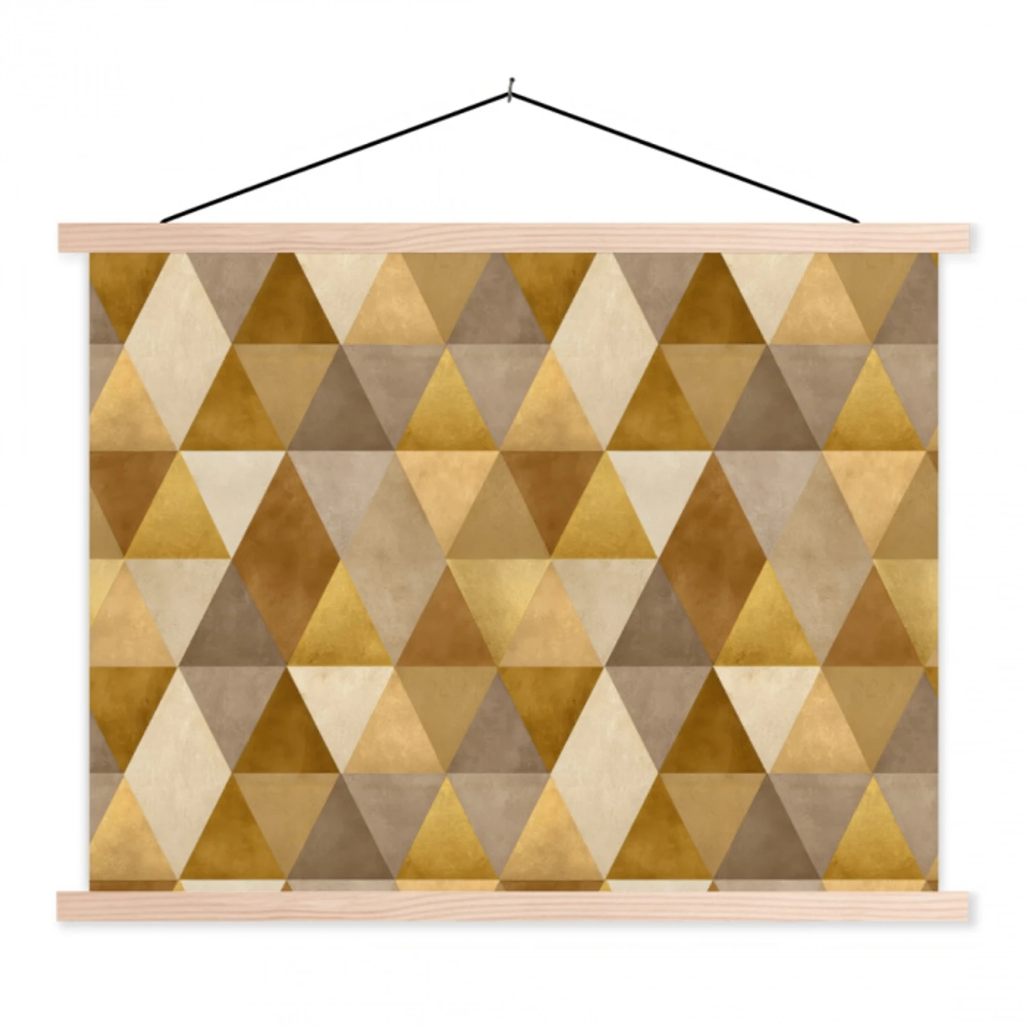 Geometrisch - Driehoek - Goud textielposter latten blank klein 122 -3d