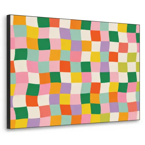Vierkanten - Kleurrijk - Golvend Textielframe zwart klein -3d