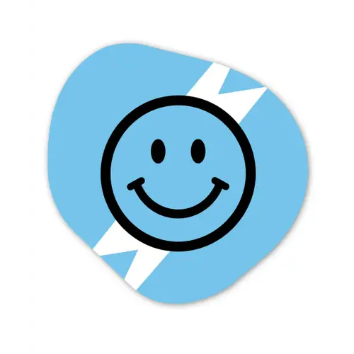 Smiley - Blauw - Bliksem Wandcirkel Organisch Forex 3mm klein -3d