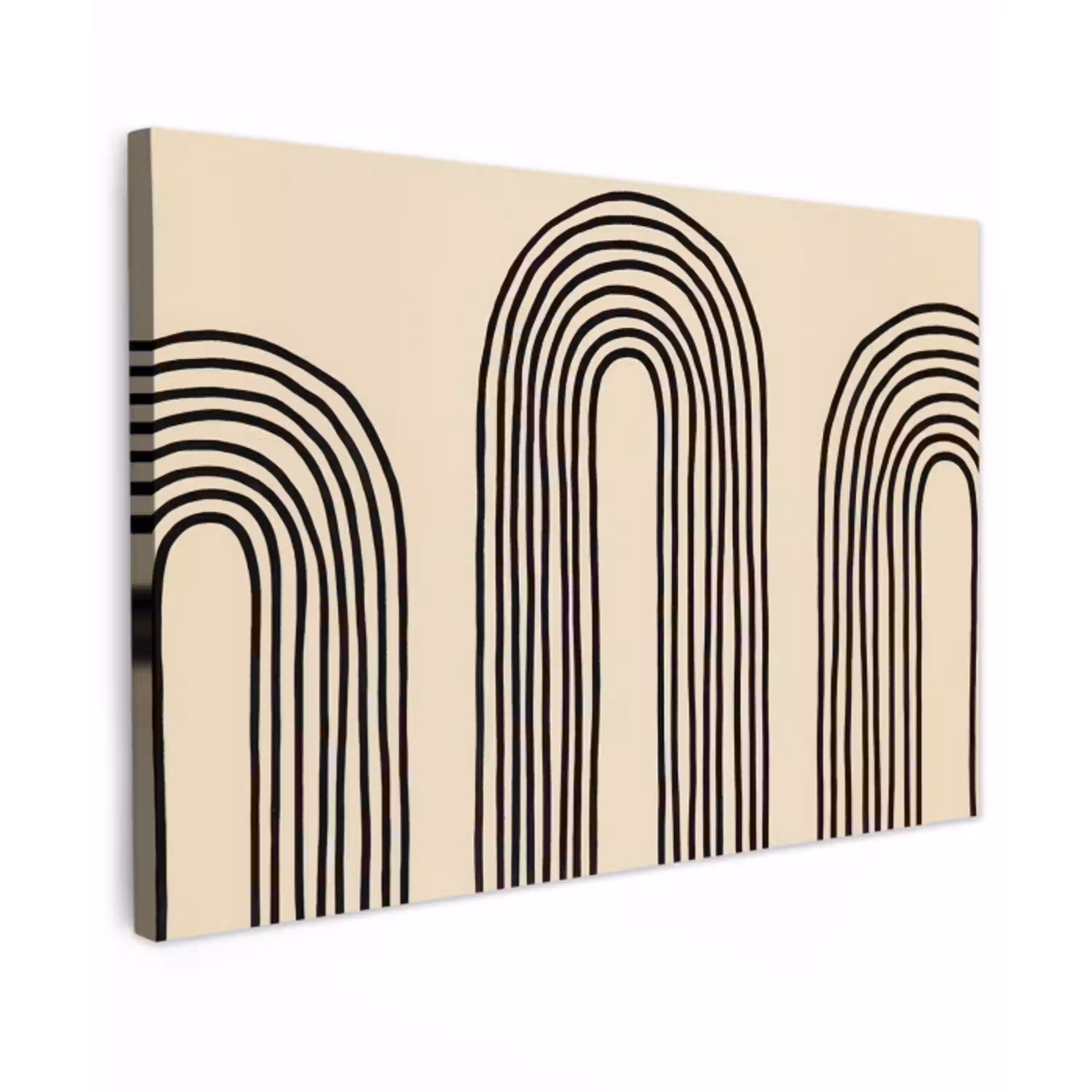 Boogvormen - Zwart - Strak canvas 2cm klein -z3d
