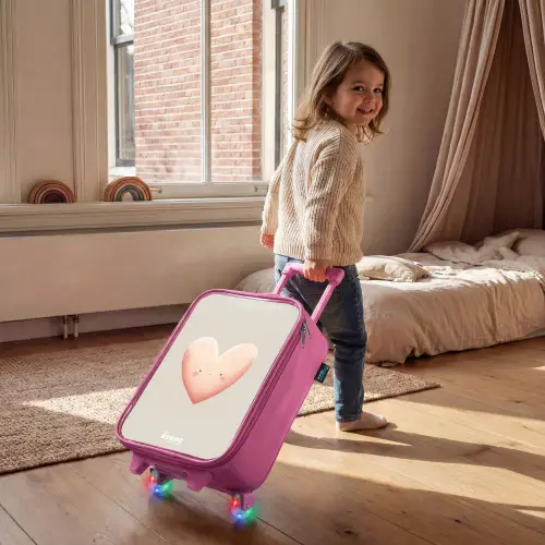Hart in pastel kleuren Kinderkoffer - Roze klein -sfeer1