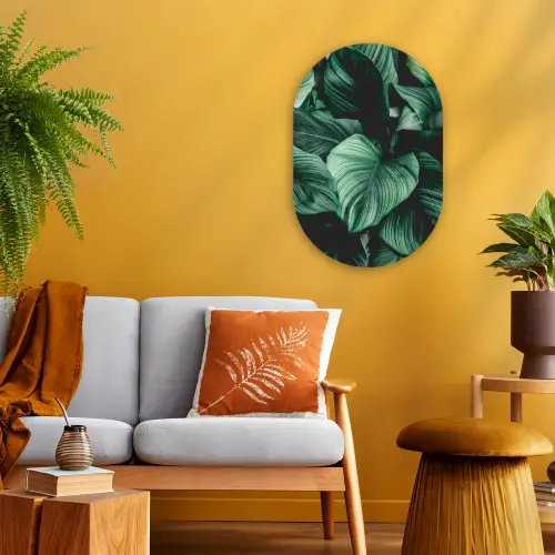Jungle - Bladeren - Tropisch - Planten - Natuur Wandcirkel Ovaal Forex klein -sfeer4