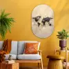 Wereldkaart - Goud - Zwart - Abstract Wandcirkel Ovaal Glas middel -sfeer4