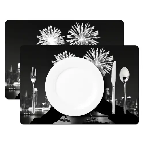Vuurwerk - Proosten - Skyline - Champagne Placemat vinyl groot -zzsfeer2_Kitchenyeah-website