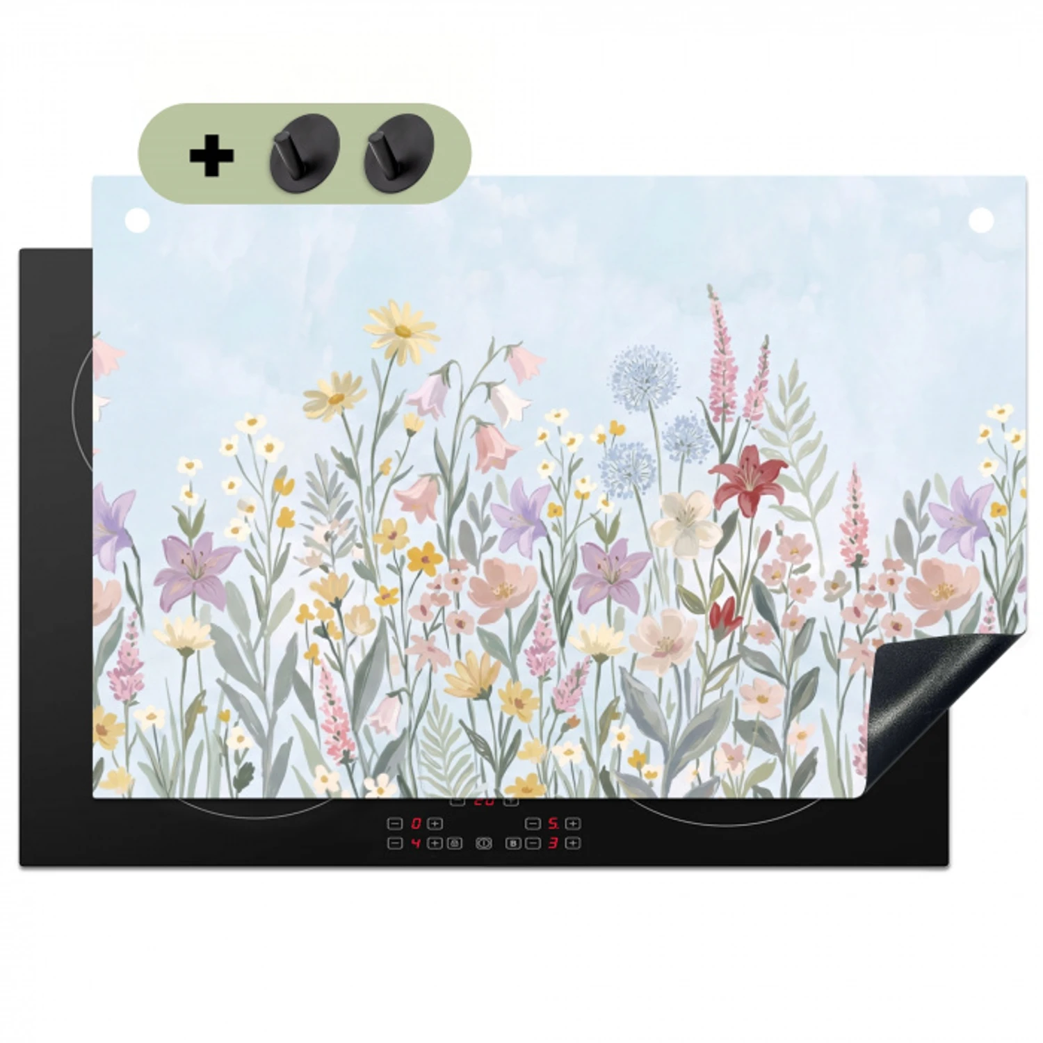Weidebloemen - Illustratie - Kleurrijk Inductie beschemer met haakjes klein -3d