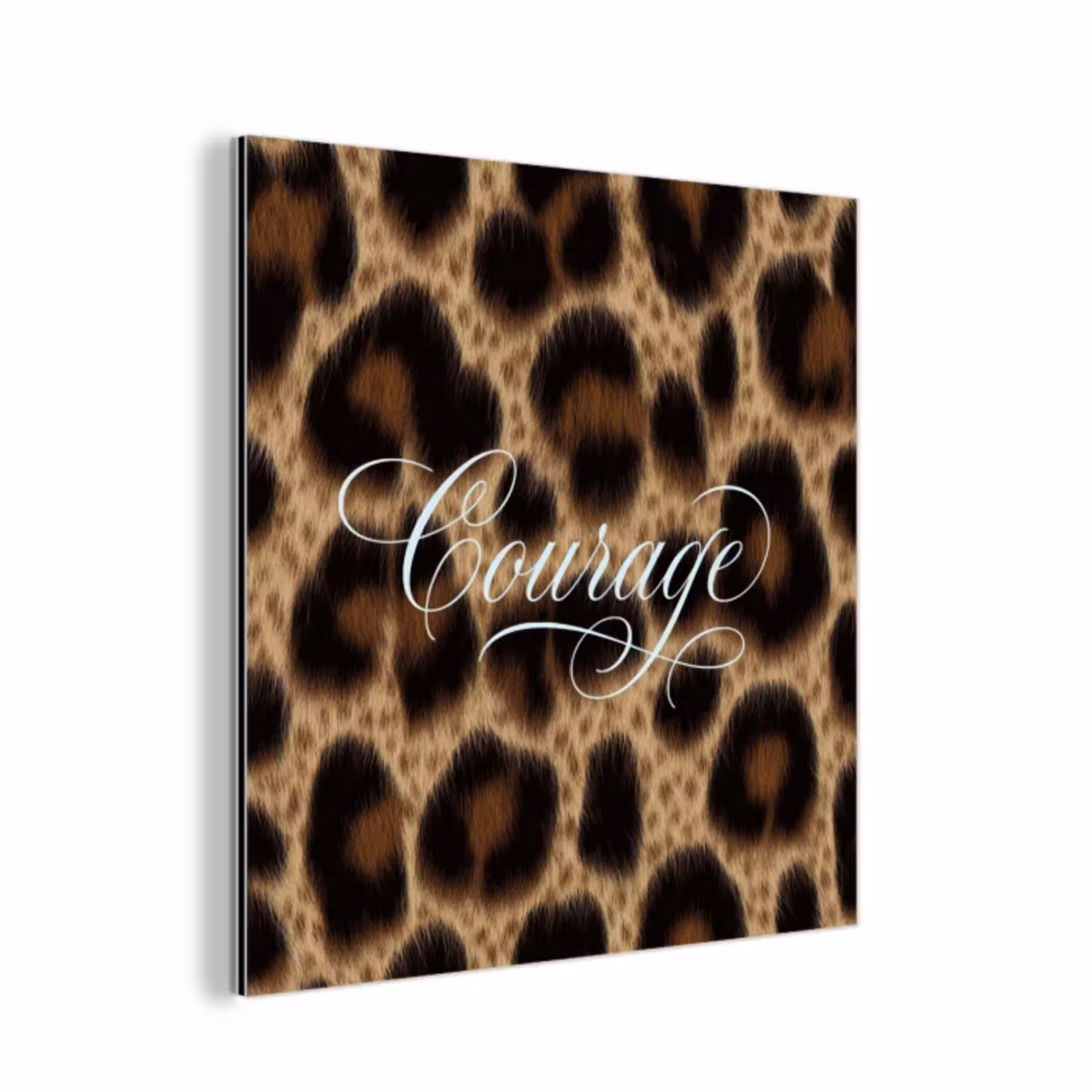 Luipaardprint - Bruin - Courage - Sierlijk aluminium wit klein -3d