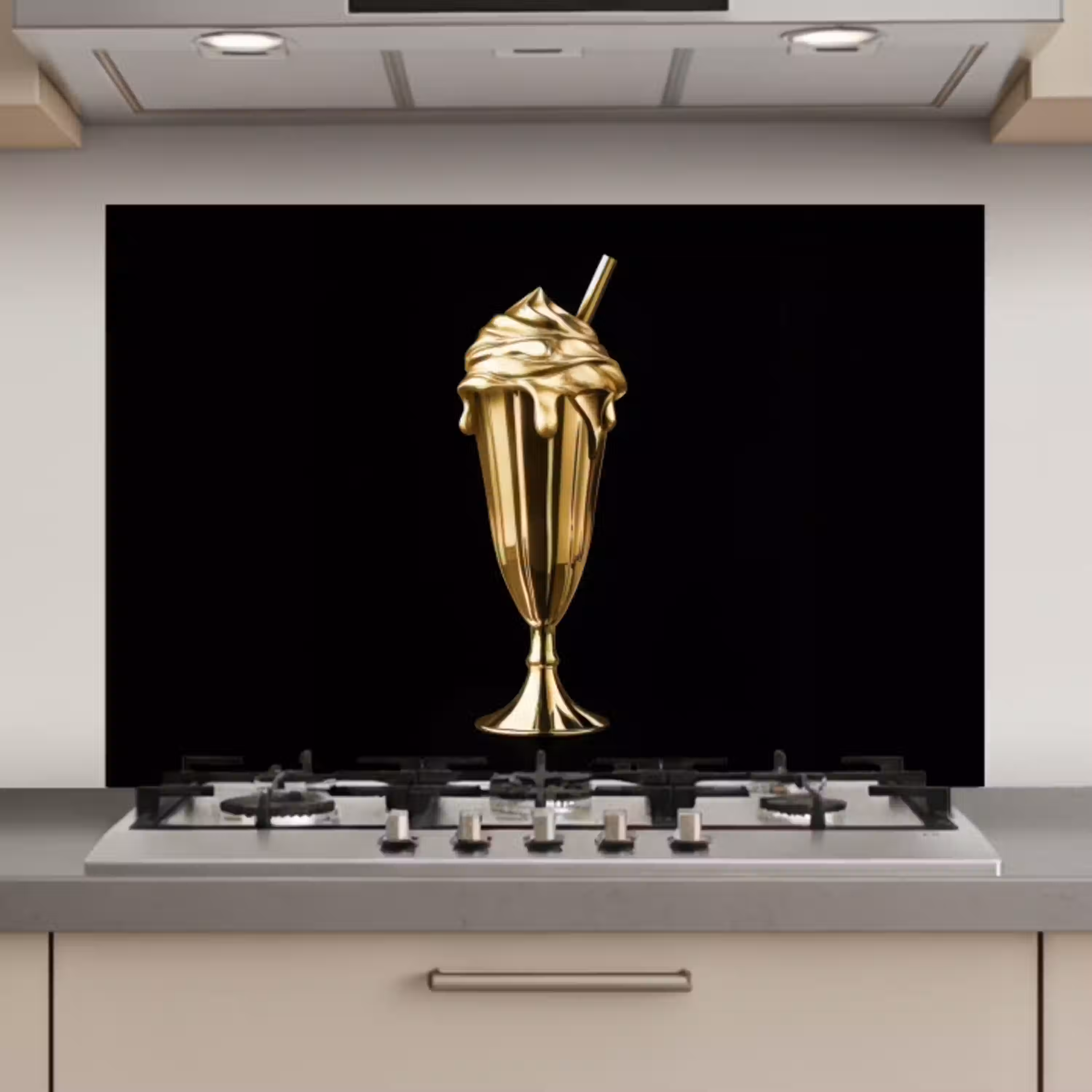 Milkshake - Goud - Drinken - Zwart keuken achterwand spatscherm klein -3d_website