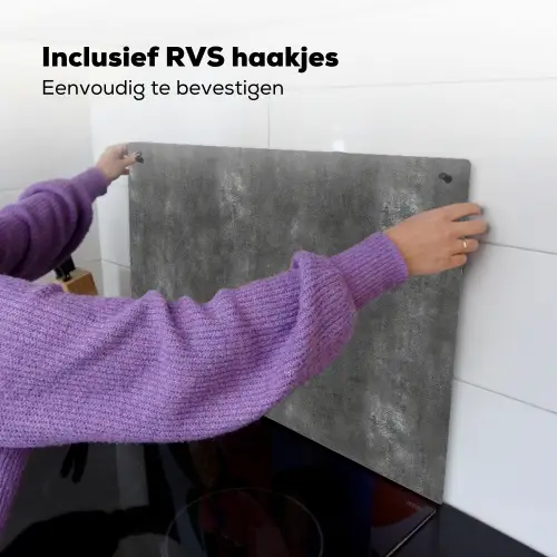 Donkergrijs - Ruw - Beton Inductie beschemer met haakjes klein 777 -ky-ophangen-nl