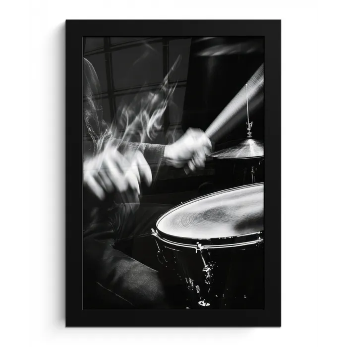 Drummer - Zwart - Drumstel fotolijst zwart zonder passe partout klein -3d