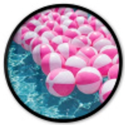 Strandballen - Roze - Water Fotolijst rond zonder passe partout klein -3d